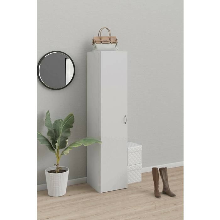 Dmora - Armoire multifonction Odette 1 porte 394 x 415 x 1754 cm blanche Panneau effet bois