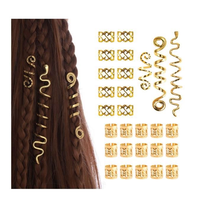 NOENNULL - Lot De 100 Perles En Aluminium Pour Tressage De Cheveux (diamètre 8 Mm) - 7 Couleurs - Décoration Dreadlocks, Tresses, Extensions