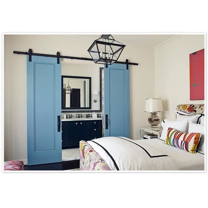 Kit porte coulissante AIMEI Tringle de porte de grange 366cm Acier