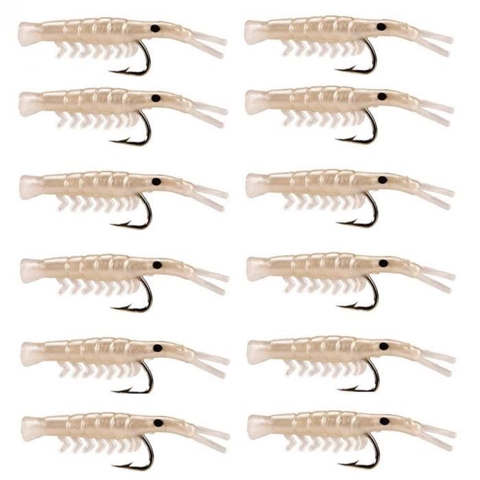 10 Leurres Souples Crevettes Pour Pêche En Mer - Appâts Artificiels Métal Et Silicone - Pour Pêche Profonde