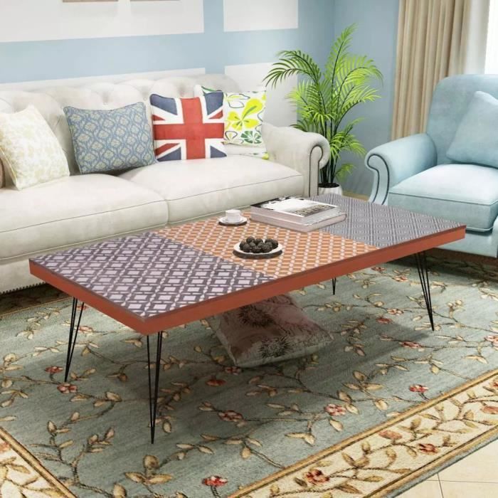 Style Industriel Loft Table basse 120 x 60 x 38 cm marron Table à thé