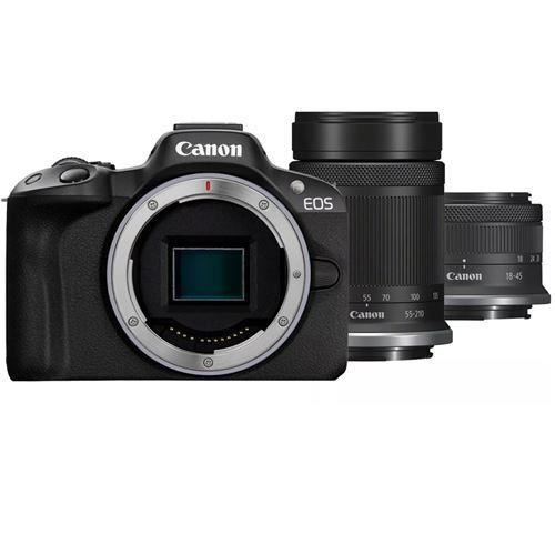 Canon Appareil photo hybride EOS R50 + RF-S 18-45mm f/4.5-6.3 IS STM + RF-S 55-210mm f/5-7.1 IS STM - 4549292205060