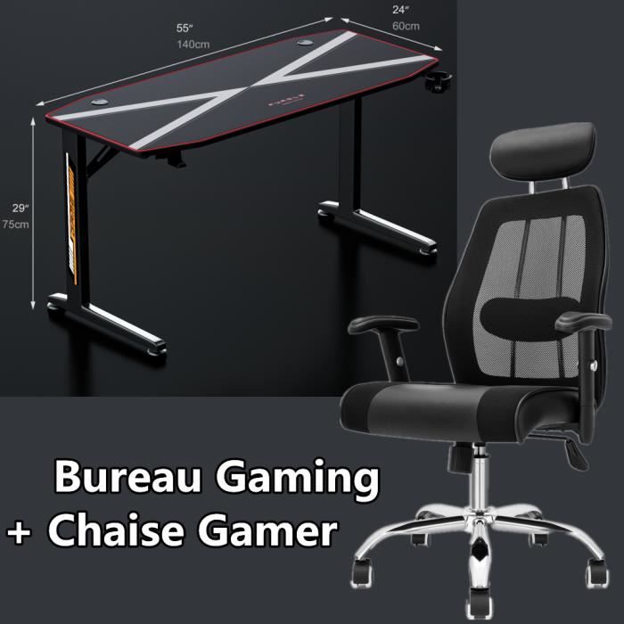 Bureau Gaming Set - Furgle - Siège Gaming + Table PC Gamer Set