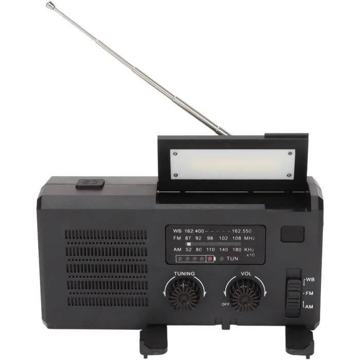 Radio Rouge Portable AM-FM-WB Lampe Météo Power Bank à Manivelle à énergie Solaire - TV Son Photo