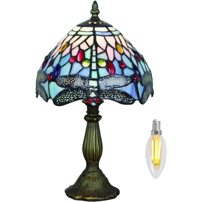 Lampe Bureau Tiffany - Verre Coloré, Col Ajustable
