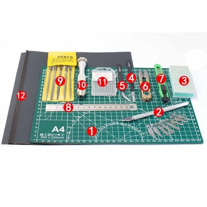 IQIANS Gunpla Kit d'outils de modélisme 17 pièces dans un sac en toile pour maquettes de voiture, avion, miniatures, réparation et fixation : iqians