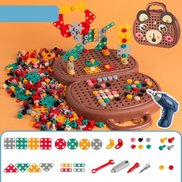 Jouet Enfant 3 Ans-Boite a Outils Enfant Montessori Jeux Enfants 3 Ans avec Perceuse Tablier, 45 Pièces Jouet en Bois Bricolage Jeu - Jeux - Jouets