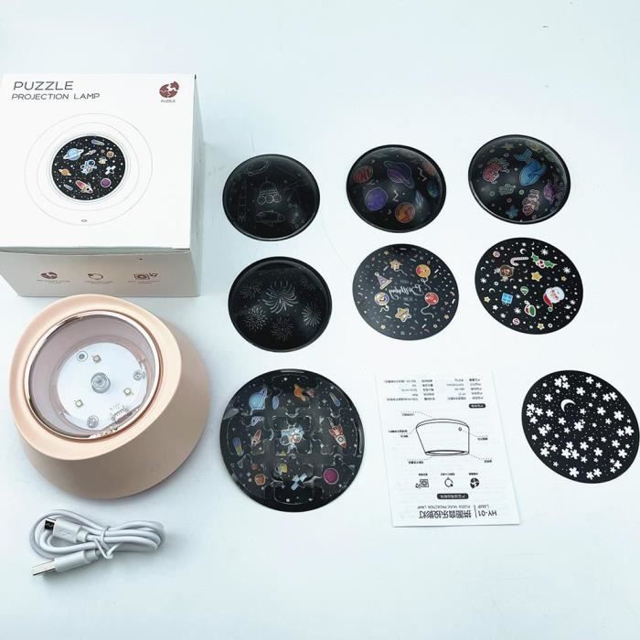 Lumière de projection de puzzle colorée avec 8 diapositives veilleuse
