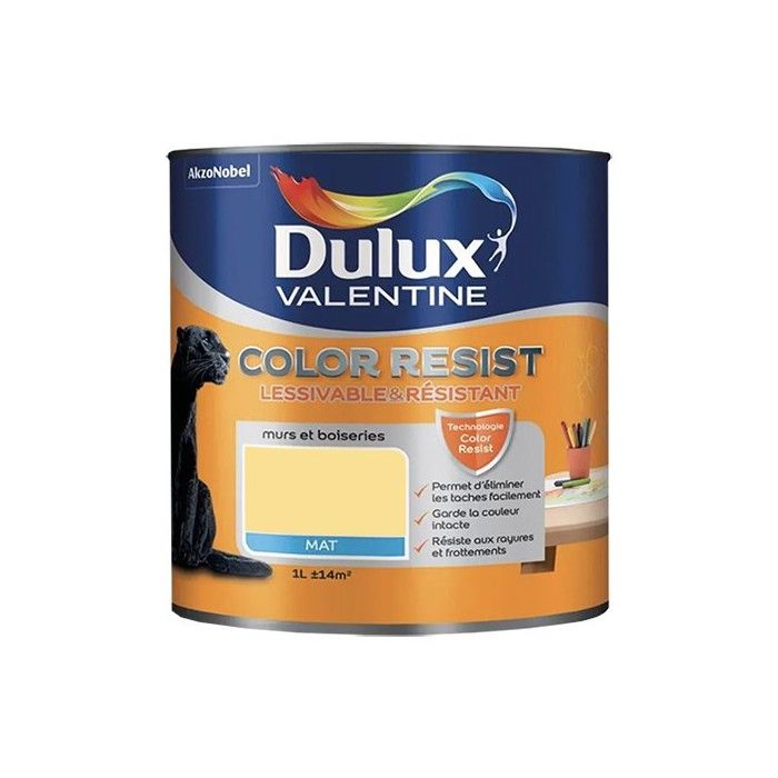 Dulux Valentine Color Resist Peinture Interieure Murs Et Boiseries 1l Jaune Chrome Achat Vente Peinture Vernis Peinture Mate Color Resist Mur Cdiscount