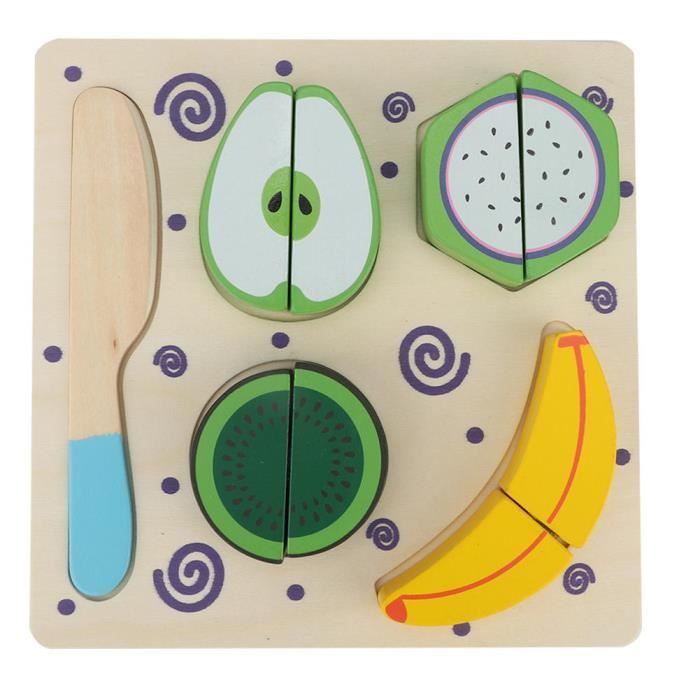 WOODMAM Fruits Et Légumes à Couper En Bois - 2 3 4 5 6 Ans - Couteau Et Planche Inclus - Boîte De Rangement
