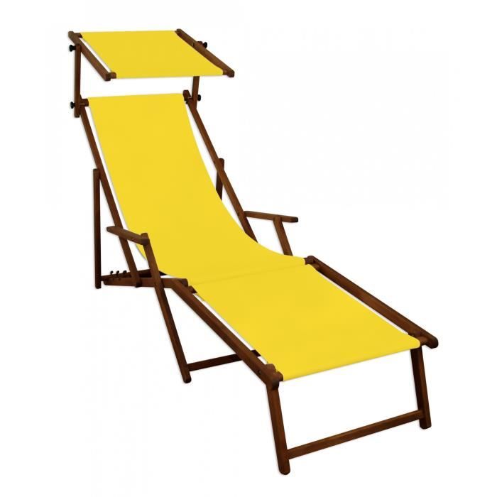 chaise longue - erst-holz - 10-302fs - bois massif - jaune - pliant - dossier réglable