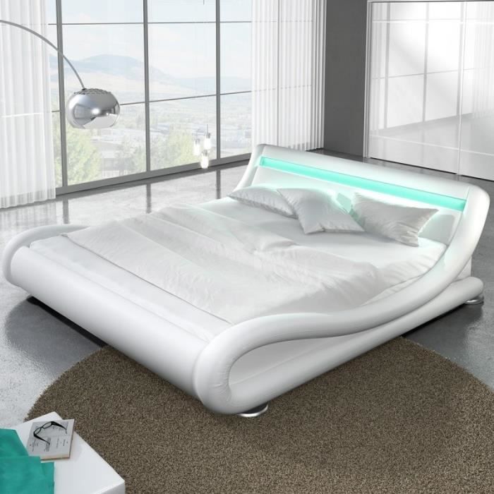 lit design led julia 140x190 blanc cdiscount maison