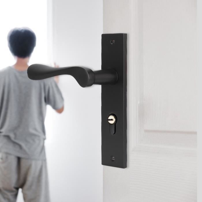 Poignée de porte à levier d'entrée avec clé, levier tubulaire noir carré robuste - Chine Serrure de porte extra-robuste, serrure à levier tubulaire carrée