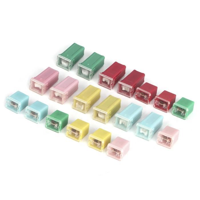 20pcs Rectangle Fuse Set Dashboard Fuse 20A 30A 40A 50A 60A Pour