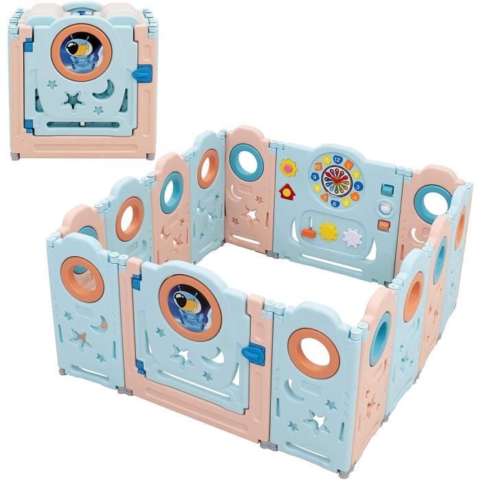 Goplus Parc Bebe Pliable Pour Bebe 6 Mois A 6 Ans Avec Porte Verrouillable Combinable En Differentes Formes 14 Panneaux Cdiscount Puericulture Eveil Bebe