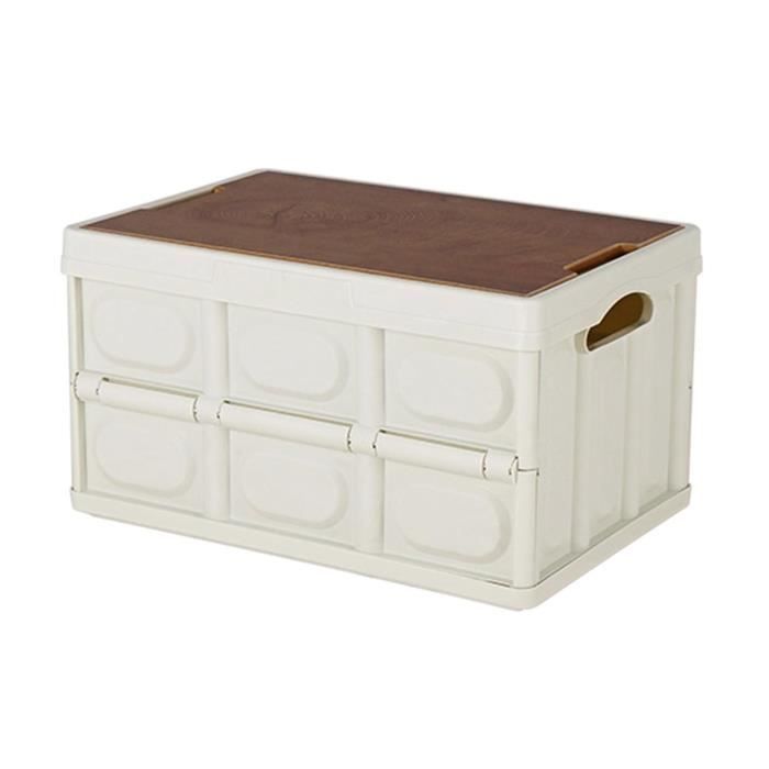 TOPP4u Lot De 2 Grandes Boîtes De Rangement 50x40x20cm - Paniers Pliable Tissu Gris/Beige