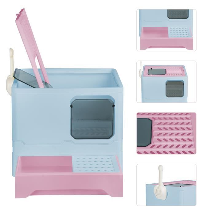 Meilleurs prix pour Bac à litière pour chat - HOMEWELL - L 45*35*38cm - Bleu - Moyen - A monter soi-même