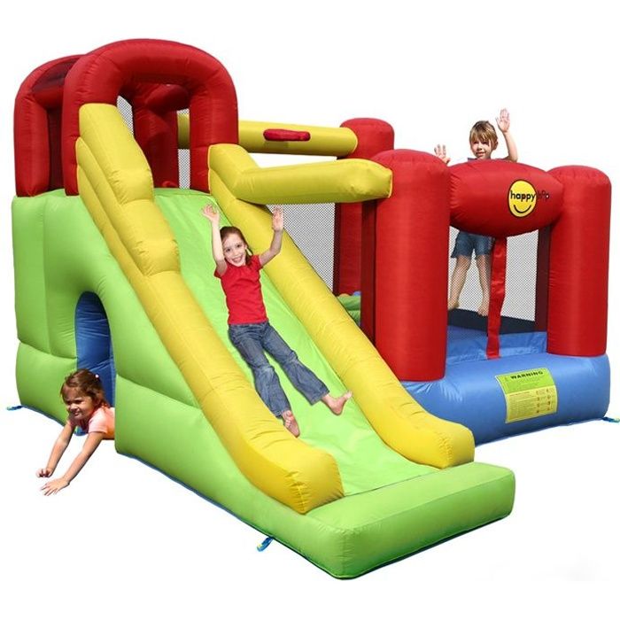 Happy Hop Chateau Gonflable Aire De Jeux Gonflable A Air Pulse 6 En 1 Cdiscount Jeux Jouets
