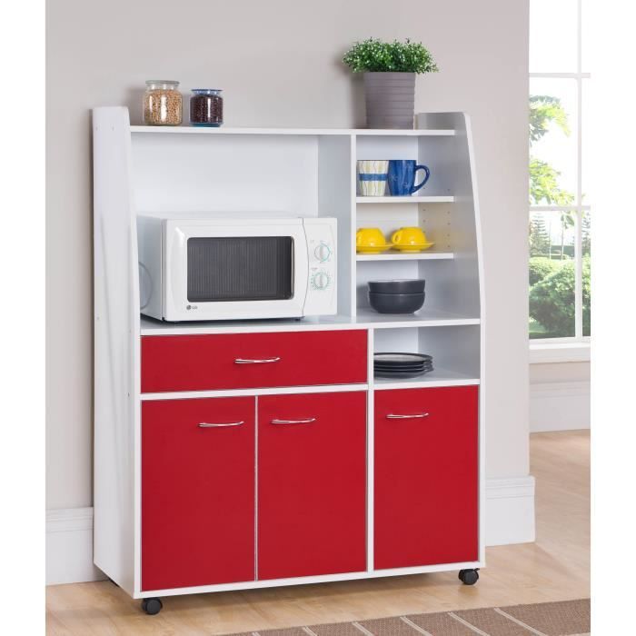 Desserte Buffet Micro Ondes Blanche Et Rouge Maison Et Styles