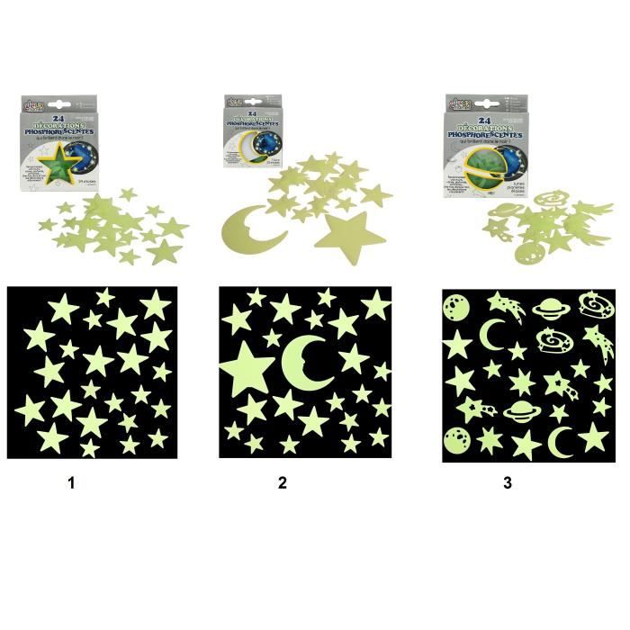 24 Deco Decoration Phosphorescente Modele 2 Lune Chambre Nuit Enfant 021 Achat Vente Stickers Cdiscount