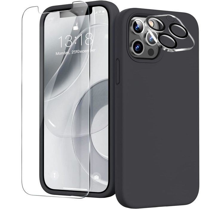 Coque Noire + Verre Trempé Pour IPhone 12 Pro Max (6,7') - Pack De Protection Little Boutik - Neuf