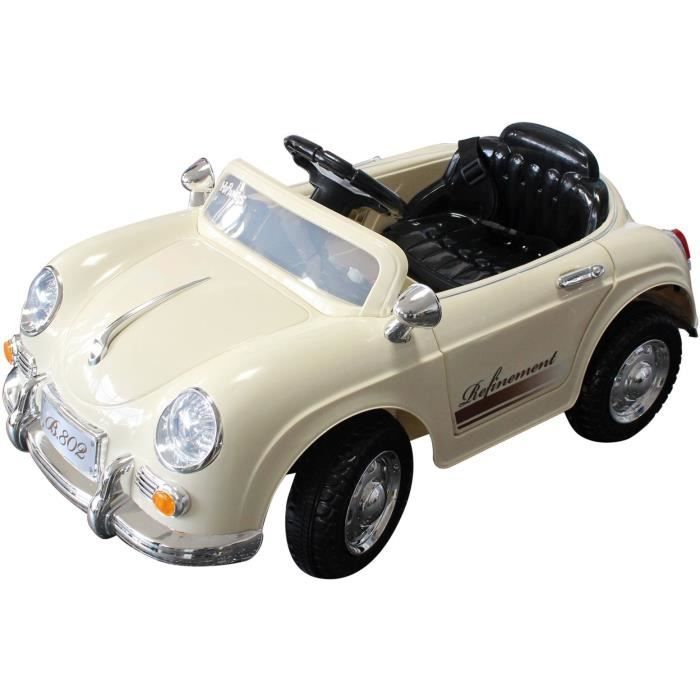 Voiture Electrique Retro Vintage Beige Pour Enfant 6 Volts