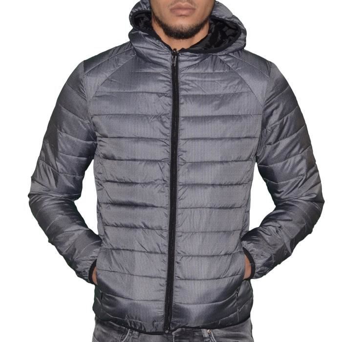 Crossby - Doudoune Légère Capuche - Homme - Shiny - Anthracite Gris Foncé  Gris Gris - Cdiscount Prêt-à-Porter