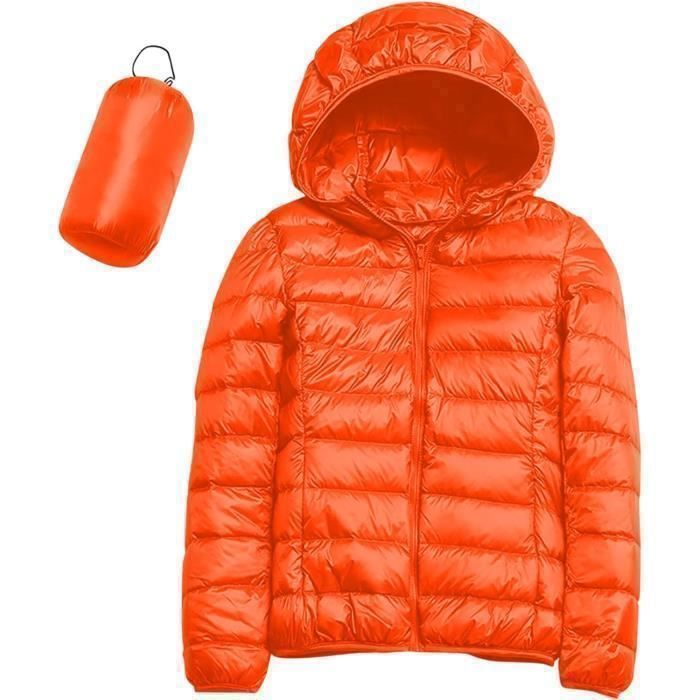 Femme Doudoune Legere Femme Hiver Veste Doudoune Capuche Pliable Fine Ultralight Grande Taille Puffer BLOUSON BOMBER Orange Orange Cdiscount Pret a Porter