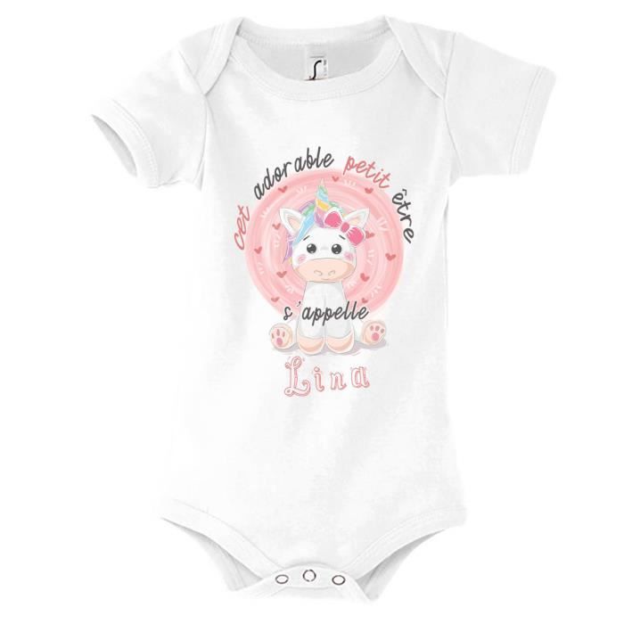 Lina Bodie Blanc Avec Manche Pour Bebe Fille Collection Cet Adorable Petit Etre S Appelle Prenom Design Cute Mignon Pour Nouveau Blanc Cdiscount Pret A Porter