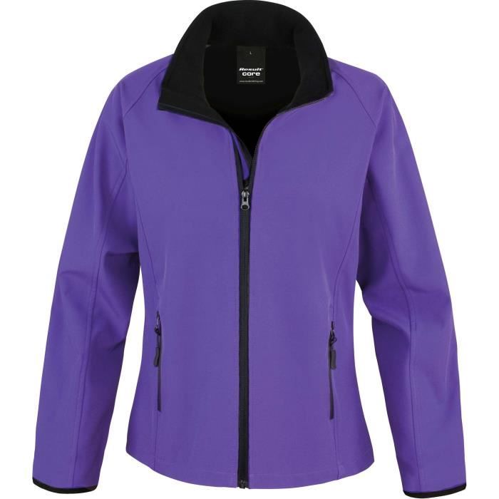veste softshell femme - result - printable - violet/noir - multisport - résistant à l'eau et coupe-vent