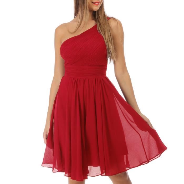 robe asymétrique rouge drapée