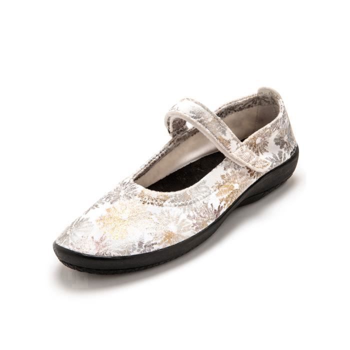 Pediconfort Babies Sandales Femme Cuir Perforé Confort – Sandales Été Aération Scratch Talon 2,5 Cm