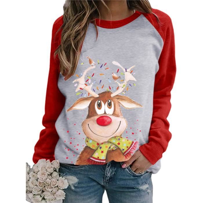 Chemises à manches longues raglan d’impression décontractée pour femmes