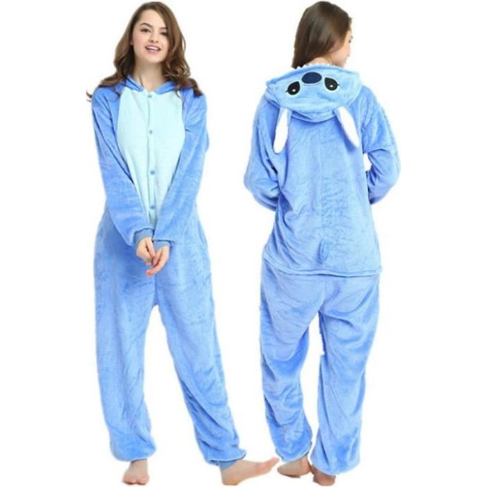 PYJAMA Mixte - Hiver Mignonne dessin animé STITCH Adult Flanelle