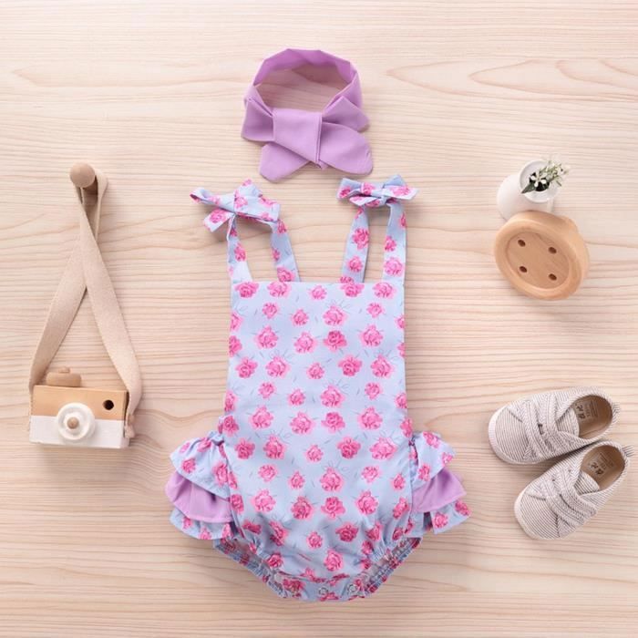 Combinaison Bébé Fille été - Shorts Cargo Manches Longues, En Coton, Pour Nouveau-né à 7 Ans