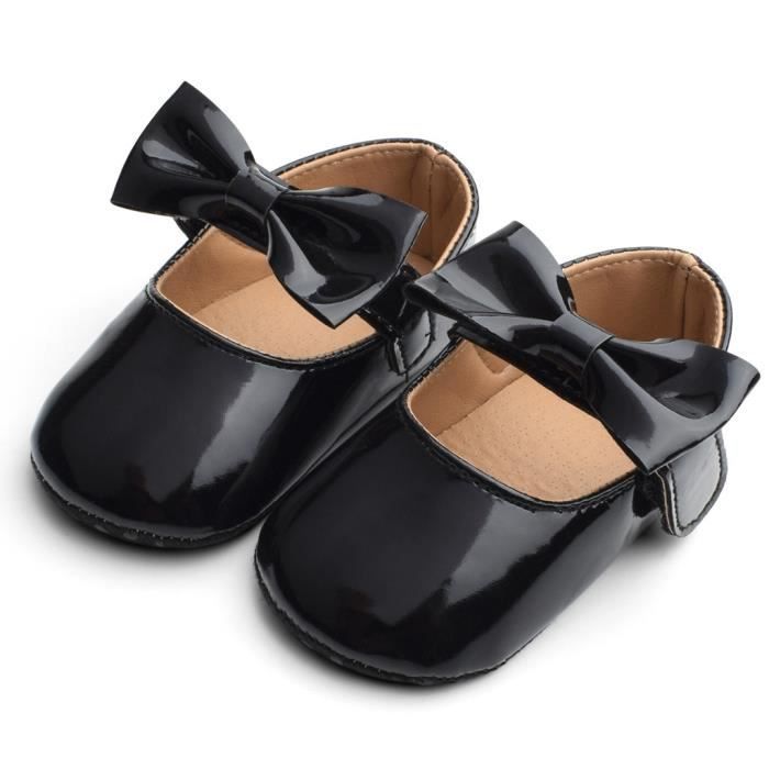 Bambin Fille Bowknot Mignonne Baptême Chaussures Semelle Souple Anti-dérapant Bout Ouvert Premier Pas Chaussures pour 0-18 Mois Bébé Fille PU Cuir DéTé Sandales