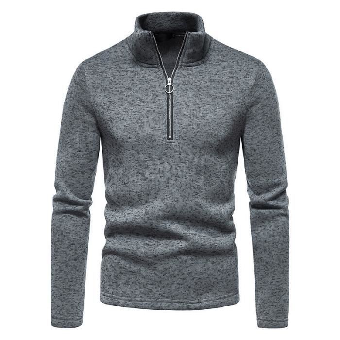 Pull Demizippé Pour Homme Pull à Col Roulé Avec Fermeture Eclair Manches Longues Confortable En
