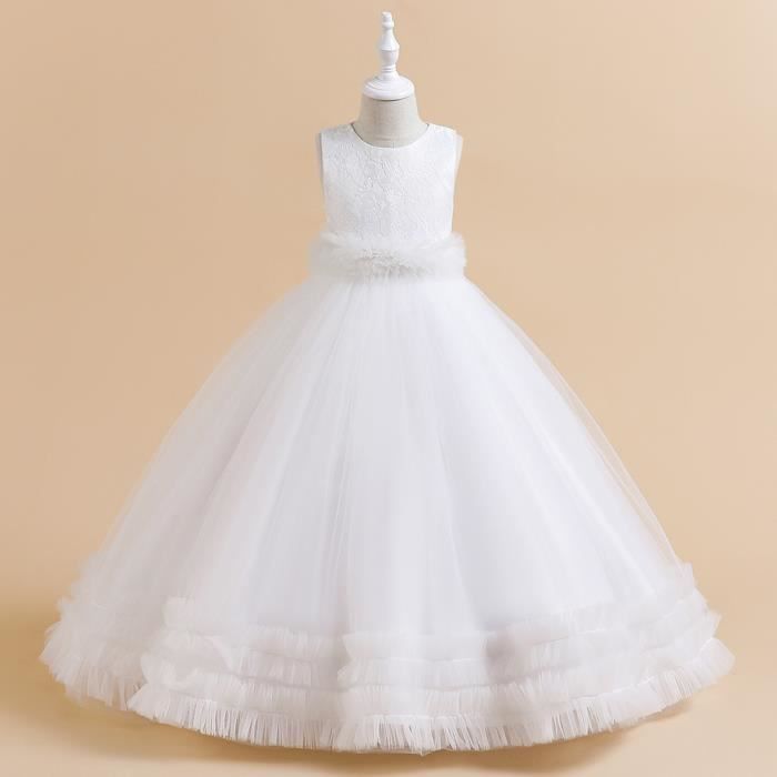 Robe De Princesse Fille Cérémonie Sans Manches Robe Mi-longue Elegant