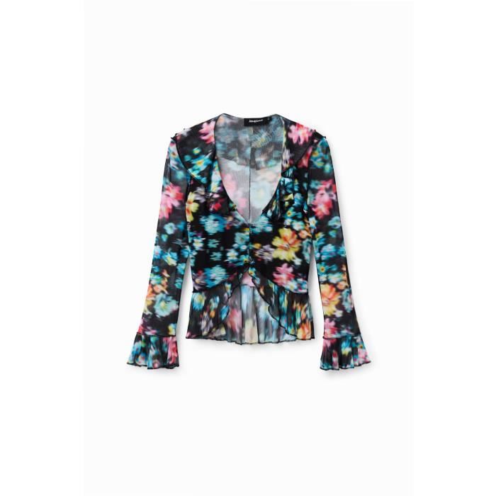 Haut Desigual Imprimé Floral Blanc Et Bleu - Taille Medium, Neuf Sans étiquettes
