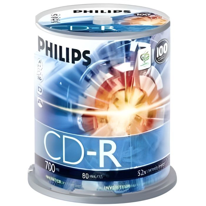 Philips CR7D5NB00 100 x CD R 700 Mo 80 min 52x spindle - vue 2