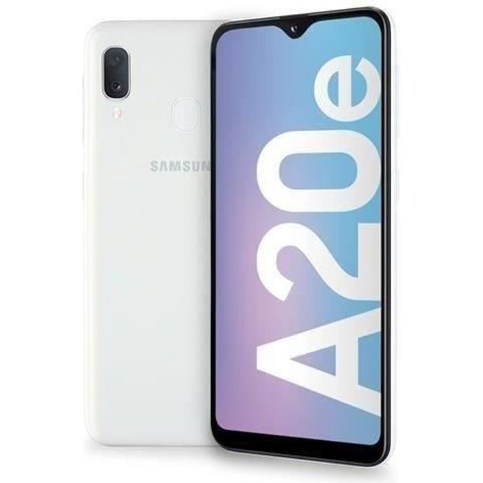 Achat T&eacute;l&eacute;phone portable Samsung Galaxy A20e - Double Sim - 32Go, 3Go RAM - Blanc - IT - Tout Opérateurs pas cher