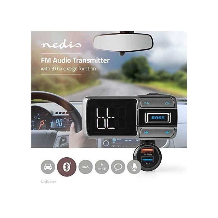 Émetteur FM pour Voiture - Bluetooth® - Amplification des Basses (Bass Boost) - Emplacement pour Car
