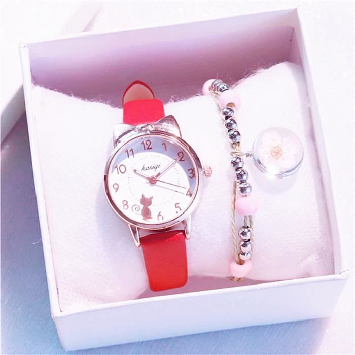 Coffret Montre Fille Bracelet Fille Cadeau pour enfants Chat