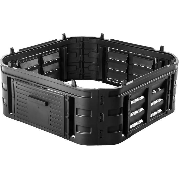 Composteur De Jardin 1600L Noir - Module Thermique En Plastique Robuste, Facile à Monter