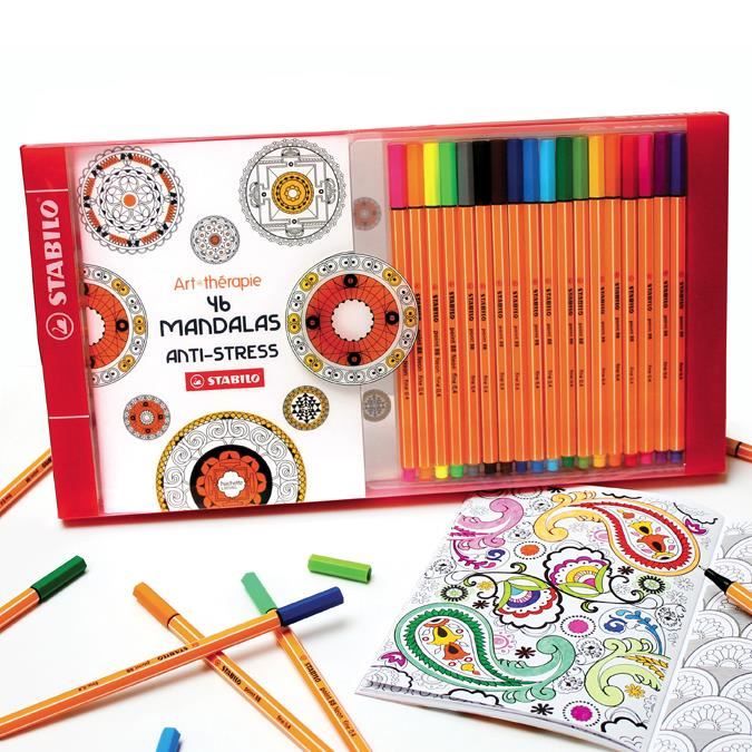 Art Therapie Coffret De Coloriage Anti Stress Carnet Mandalas 18 Feutres Stabilo Pen 68 Cdiscount Beaux Arts Et Loisirs Creatifs