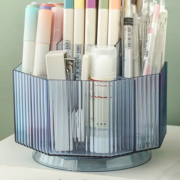 Porte-crayon Rotatif 360° En Acrylique - 5 Compartiments - Organisateur De Bureau, école, Maquillage - Transparent, Dimensions 13,4x13,4x11,2 Cm
