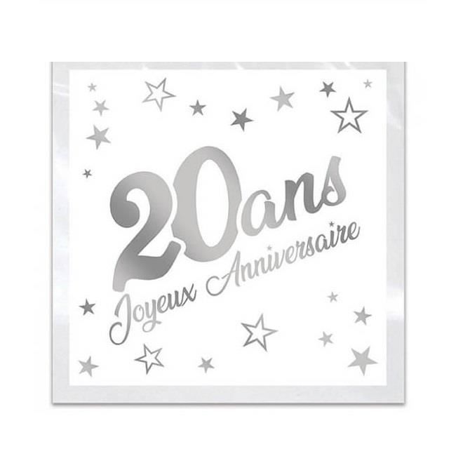20 serviettes anniversaire 20 ans