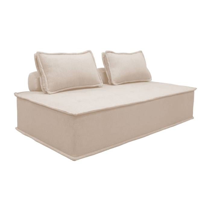 Chauffeuse 2 places pour canapé modulable tissu capitonné crème