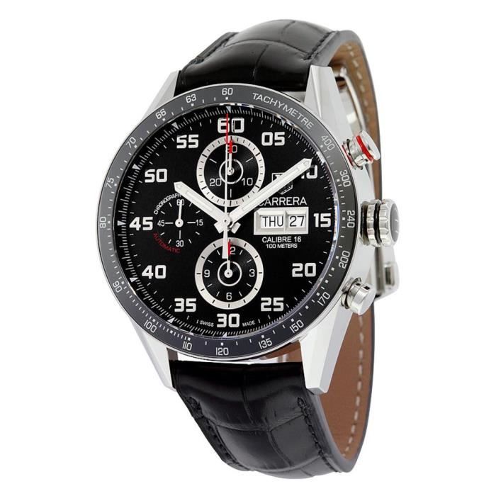 TAG HEUER CARRERA HOMME 43MM BRACELET CUIR AUTOMATIQUE MONTRE