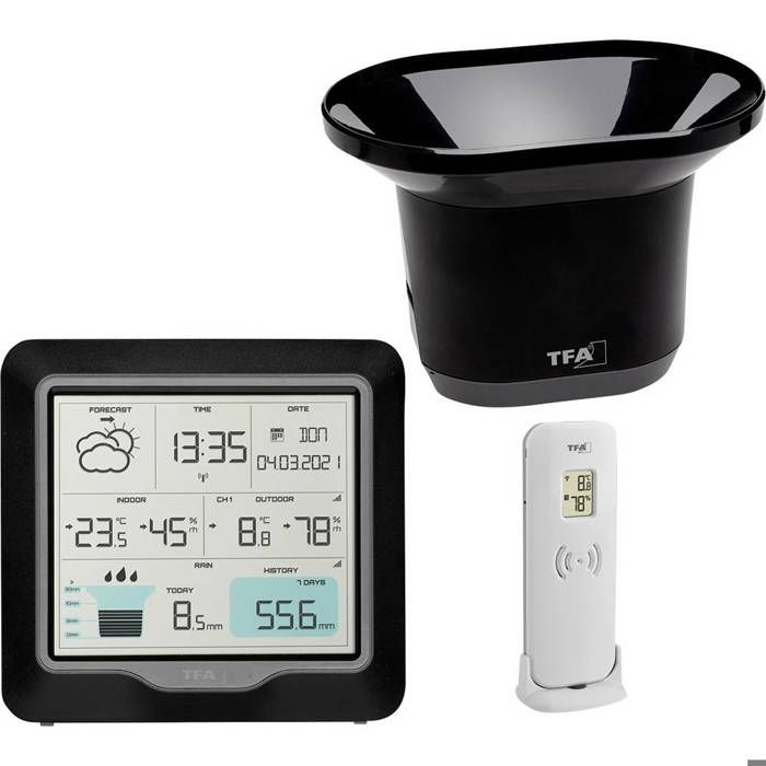 TFA Dostmann Meteomar Station Météo Maritime 35.1124.10 – Pression, Tendance, Alarme, Horloge Radio, Anthracite